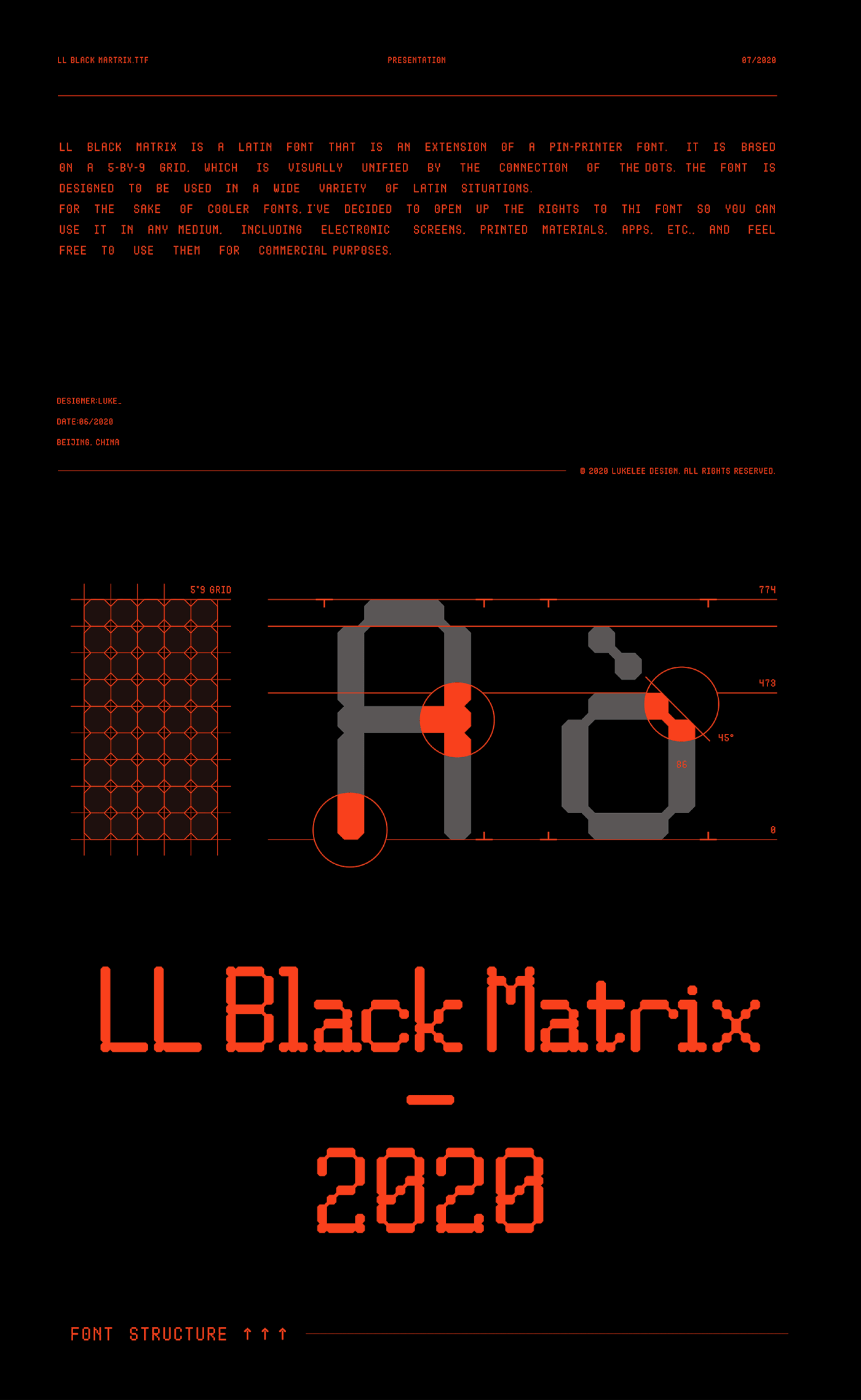 LL BLACK MATRIX Free Font - decorative-display