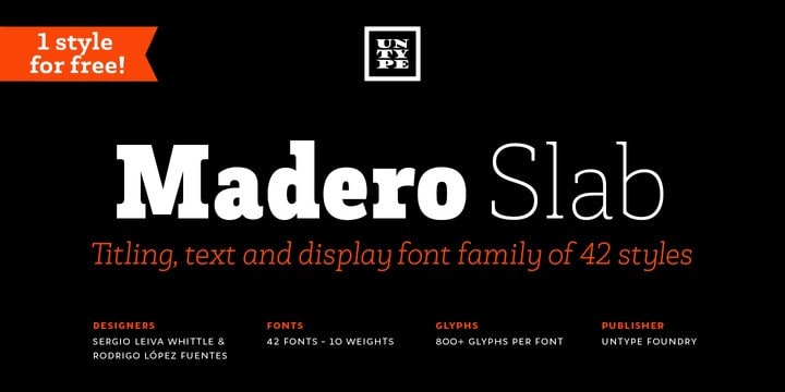 Madero Slab Free Font - slab-serif