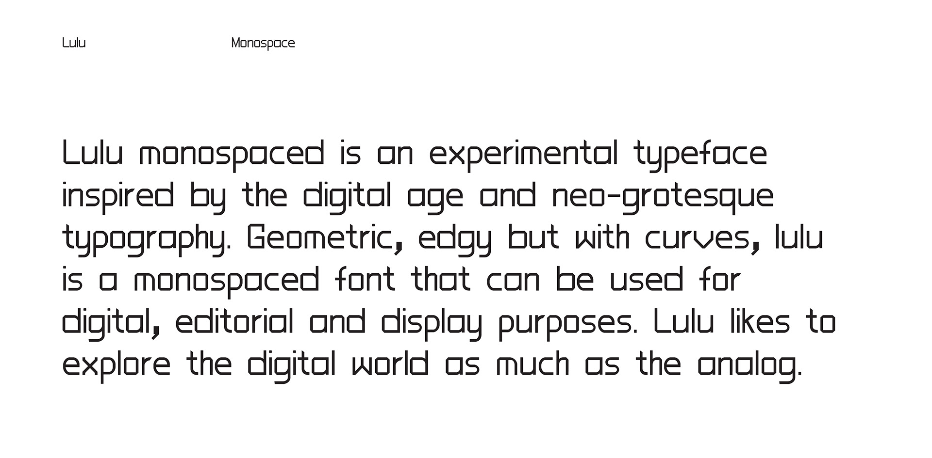 Lulu Monospace Free Font - monospaced