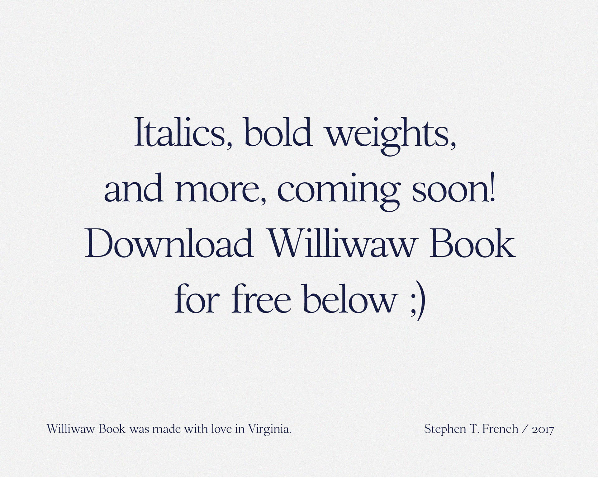 Williwaw Book Free Font - serif